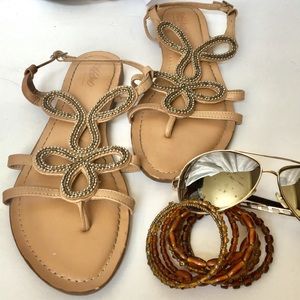 Mossimo Tan Beaded Sandals Size 9